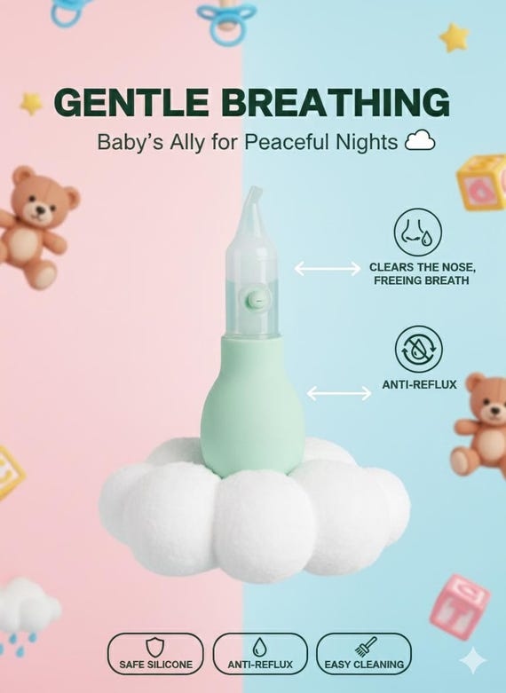 Aspirateur nasal pour nouveau-né | Seringue à bulbe en silicone douce | Nettoyant pour nez bébé enfant | Outil d’aspiration nasal nourisson