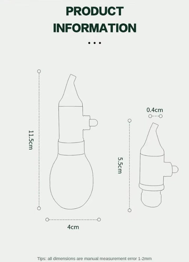 May include: Product information graphic showing two medical devices. The larger device is 11.5cm tall and 4cm wide. The smaller device is 5.5cm tall and 0.4cm wide. The text "PRODUCT INFORMATION" is at the top.