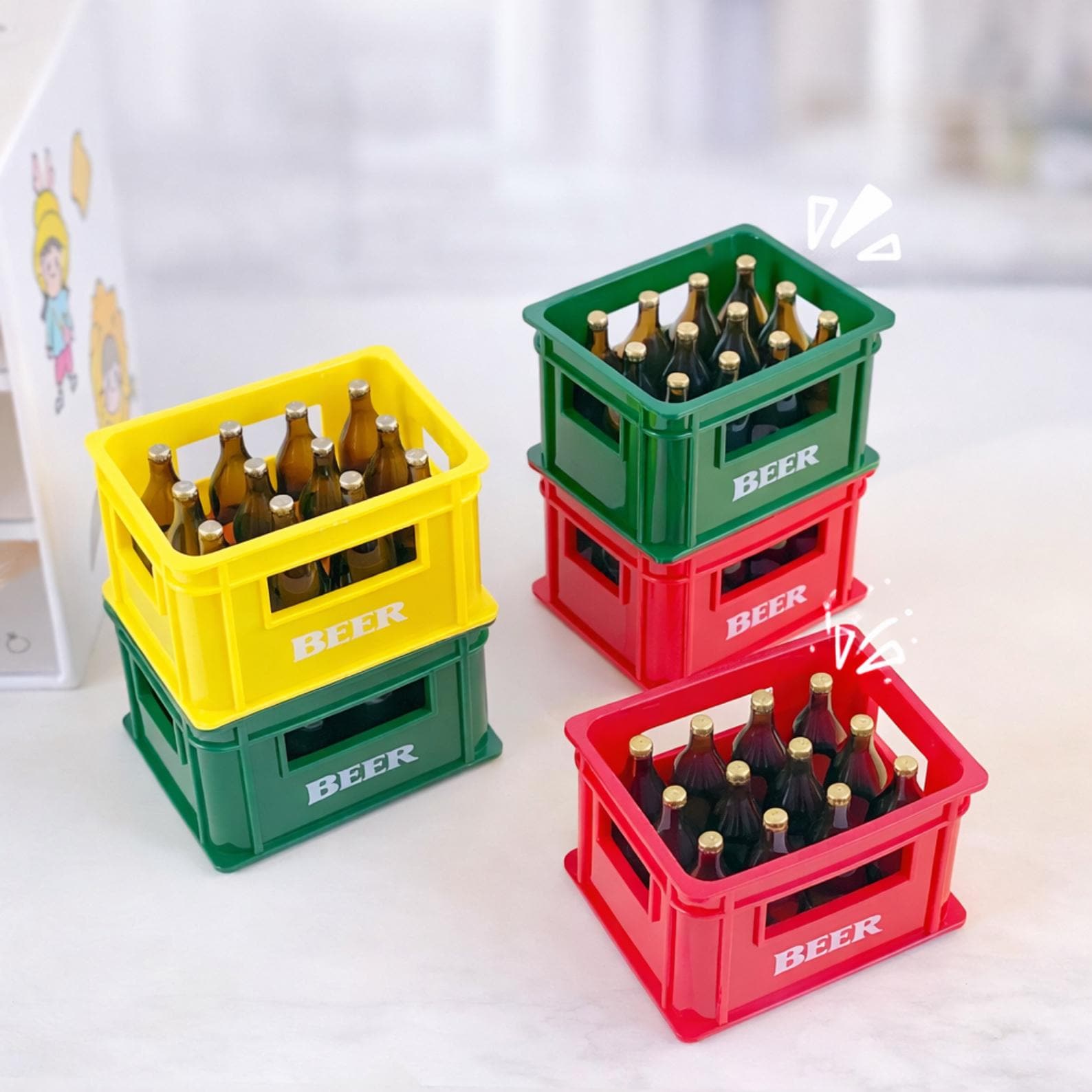 TEHAUX Lot 18 Mini Verres à Vin Et Bouteilles – Échelle 1:12 Pour Maison De Poupée, Accessoires Décoratifs