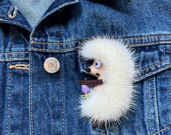 Handgemachte Igel Brosche, Filz Waldtier Anstecknadel, Wimsical Geschenk für Sie