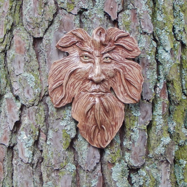 Espíritu de la hoja / de cerámica pared o jardín arte cerámica Original máscara