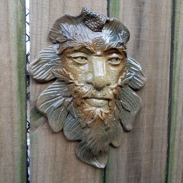 Cerámica de la pared o cara de jardín arte cerámica Original máscara / hoja de espíritu