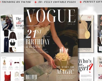 Birthday Magazine Template, Customizable Gift, Canva (Digital Download)