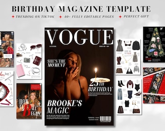 Birthday Magazine Canva Template, Vogue (Digital Download)