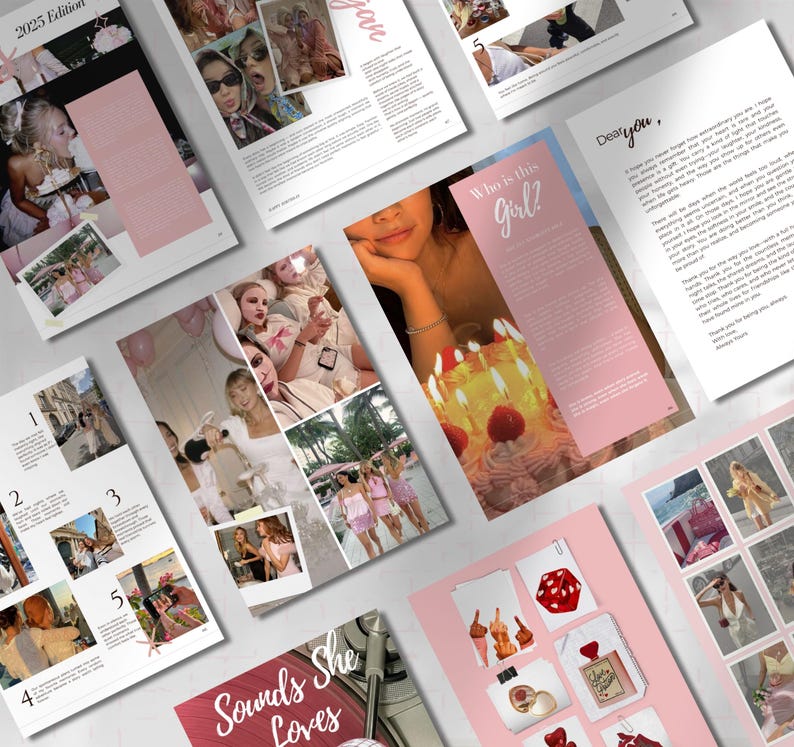 Plantilla de revista de cumpleaños, regalo personalizable, Canva (descarga digital) imagen 4
