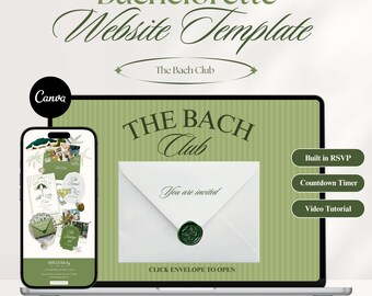 Bachelorette Website Template, The Bach Club Canva Invitation, Beach Girls Trip Itinerary, Coastal RSVP Website, Hens Weekend