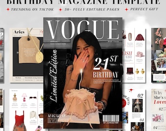Birthday Magazine Template: Customizable It Girl Cover (Digital Download)