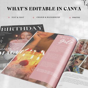 Plantilla de revista de cumpleaños, regalo personalizable, Canva (descarga digital) imagen 5