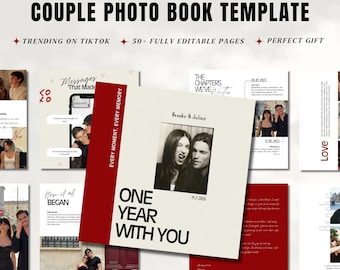 Couple Photo Book Template | Custom Anniversary Gifts | Gift for Boyfriend or Girlfriend | Gift for Him or Her | Love Story Scrapbook