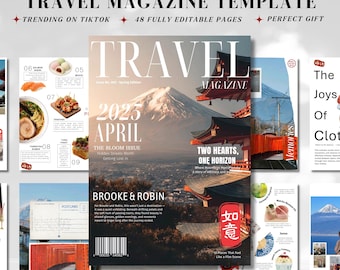 Plantilla de revista de viajes de Canva / Álbum de fotos editable para guardar recuerdos