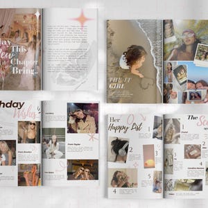 Plantilla de revista de cumpleaños, regalo personalizable, Canva (descarga digital) imagen 2