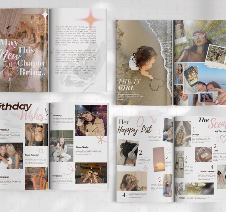 Plantilla de revista de cumpleaños, regalo personalizable, Canva (descarga digital) imagen 2