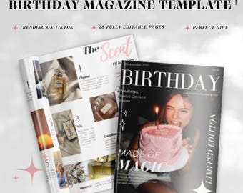 Birthday Magazine Template, Customizable Gift, Canva (Digital Download)