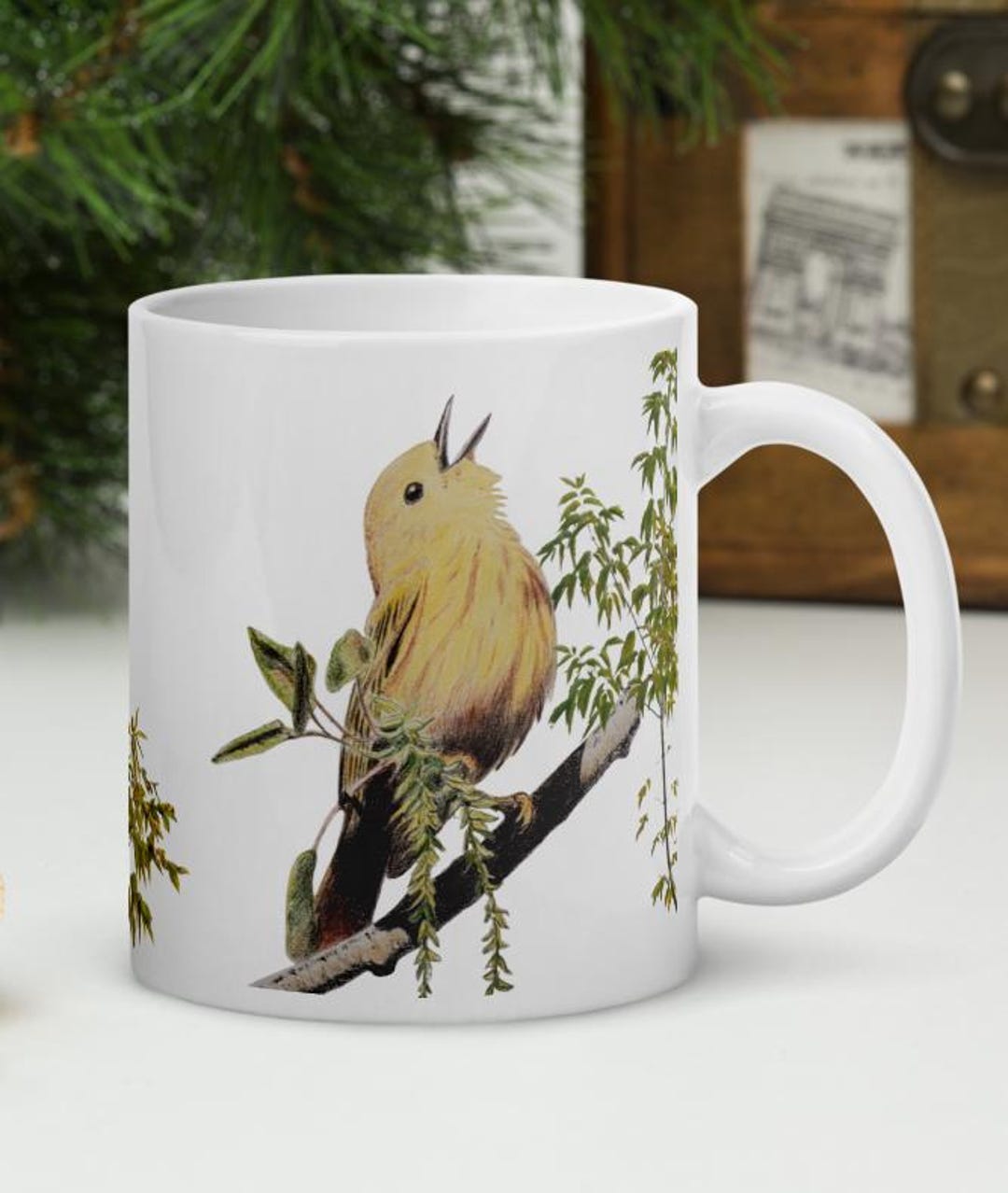 Yellow Warbler Ceramic Mug, Bird Coffee Cup, Nature Lover Gift