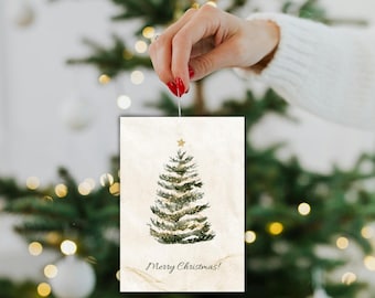 Merry Xmas Card Template Printable Xmas Card, Happy Holidays Cards, Xmas Tree, Family Xmas Cards, Canva Christmas Card, Minimalist Card