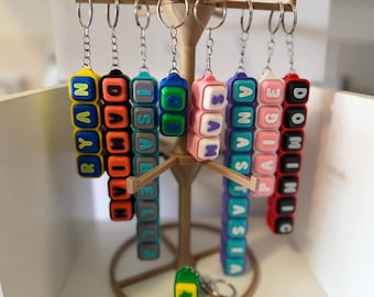 Personalised Name Fidget Clicker 3D Printed Keyboard Style Bag Charm, Custom Sensory Gift, Autism ADHD Fidget