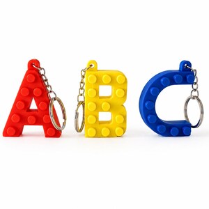 Personalised Chunky Building Brick Style Initial Keyring 3D Printed Letter Keychain Custom Alphabet Charm School Bag Tag Backpack Gift