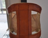 Victorian orthopedic corset leather and linen handmade collectible