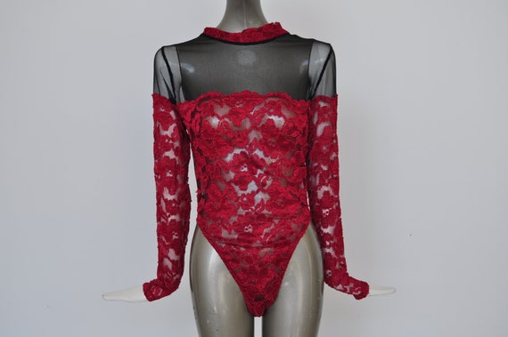 80s Bodysuit with lace aplique.