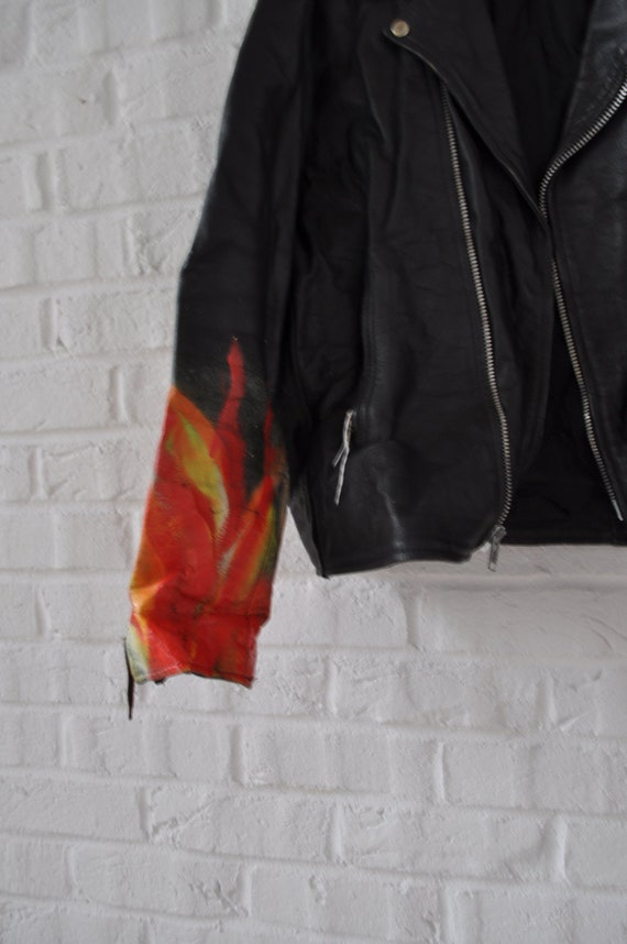 Moto jacket mens with handpainted  Metallica prin… - image 6