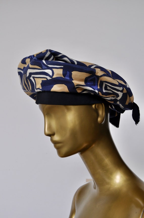 Christian Dior Hat 1960s silk geometric print