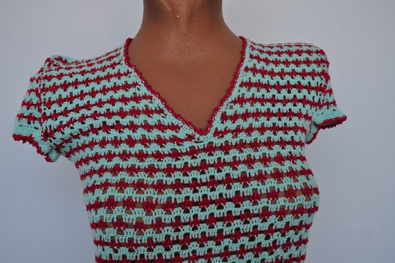 1940s hand knitted sweater small size - image 4