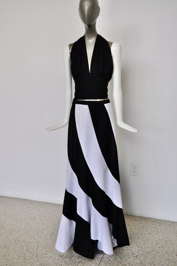 70s maxi skirt with halter top