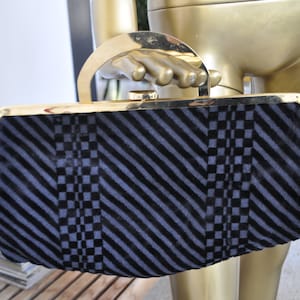 70s velvet and brass purse made by glc   Camerino style
