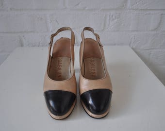 1930s french two tone pumps by Babylon Liege France