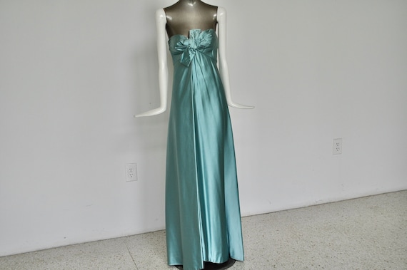 Sarmi gown from the 70s blue silk satin