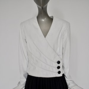 White leather jacket asymmetric style 1990s