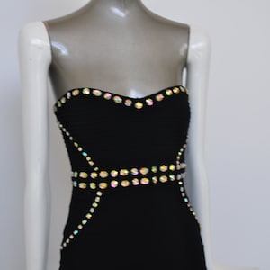 Bustier dress with huge rhinestones strapless sz 38