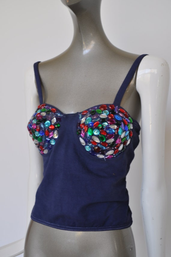 1980s beaded bustier top