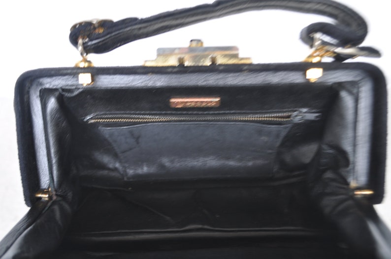 Pezzoli purse Italy velvet and leather 70s