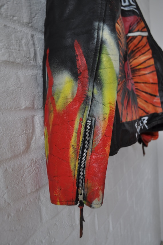 Moto jacket mens with handpainted  Metallica prin… - image 3