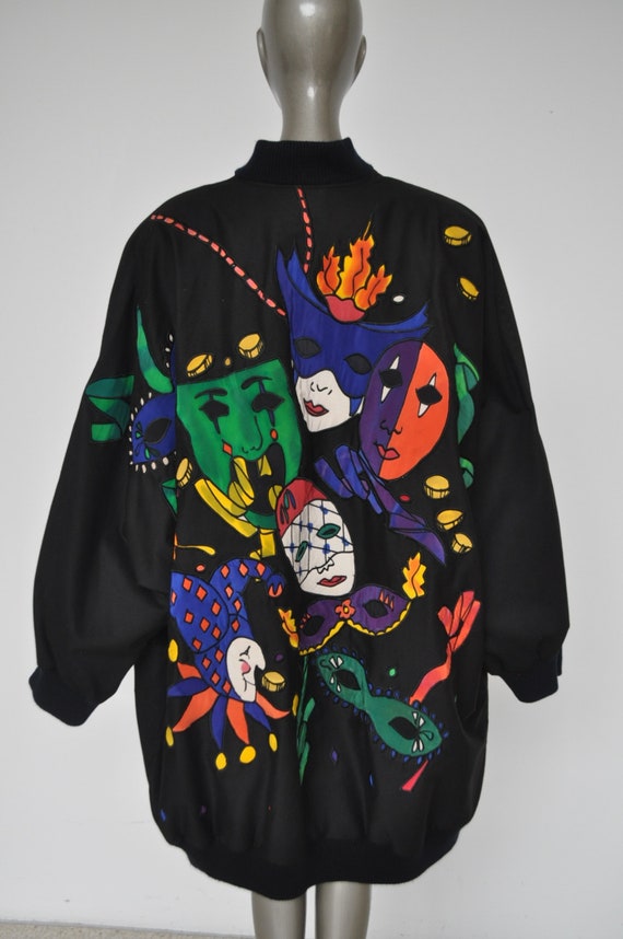 Castelbajac style batwingsleevecoat with mask prin