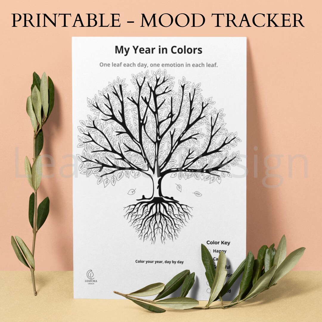 Printable Mood Tree • Year in Colors Emotional Tracker • 365 Day ...