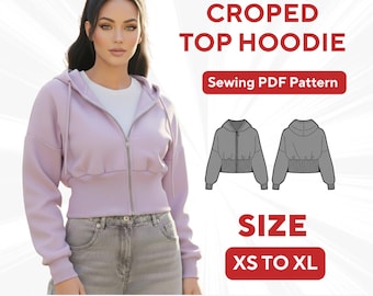 Mönster för mini-croptröja med huva | Damtopp (XS–XL) (PDF)