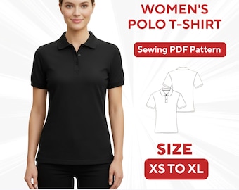 半袖レディースポロシャツの縫製PDFパターン（XS～4XL｜すぐにダウンロード可能）