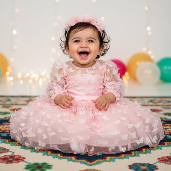 Baby Girl Floral Mesh Dress | Princess Party Dress 3-24 Months