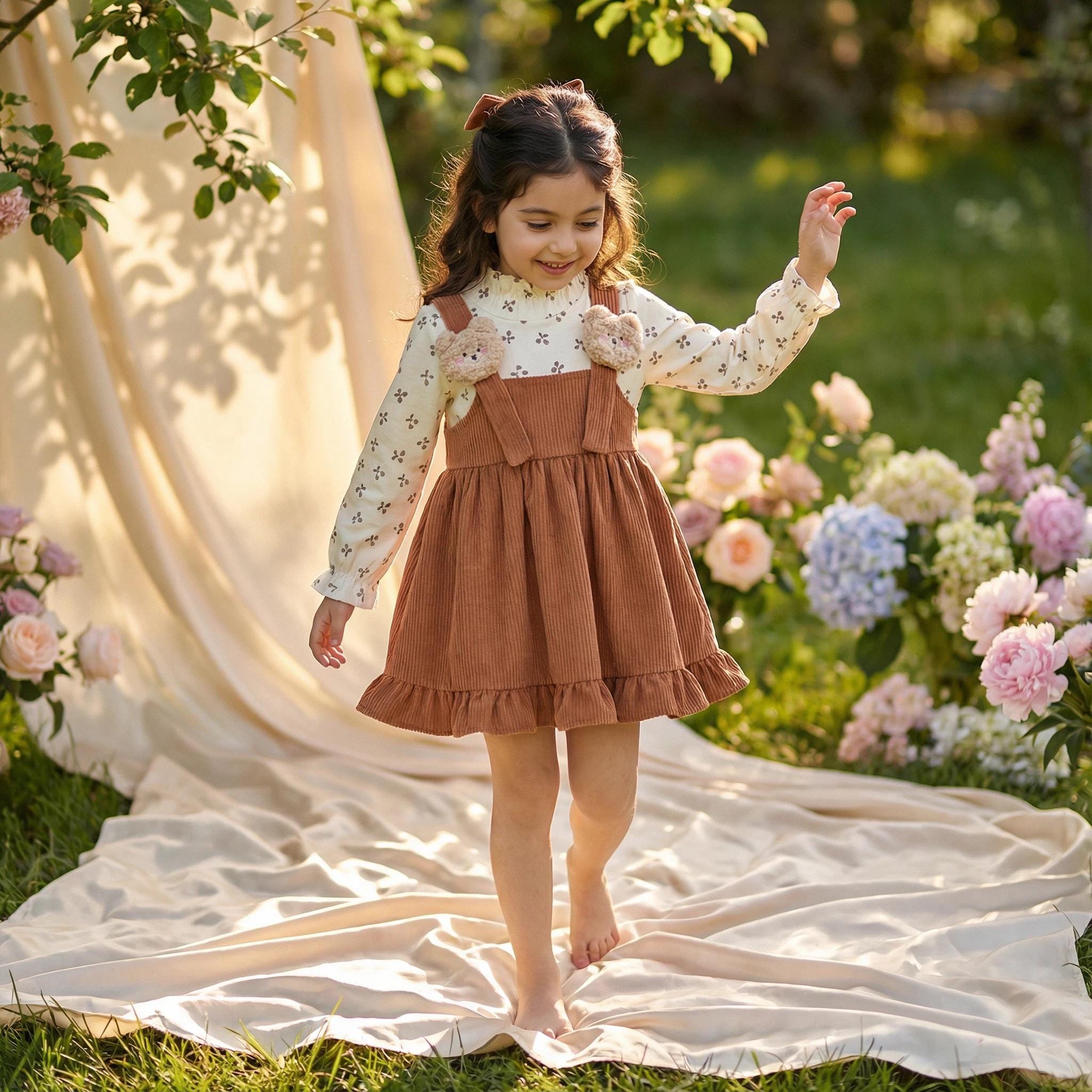 Toddler Floral Dress Corduroy - Etsy