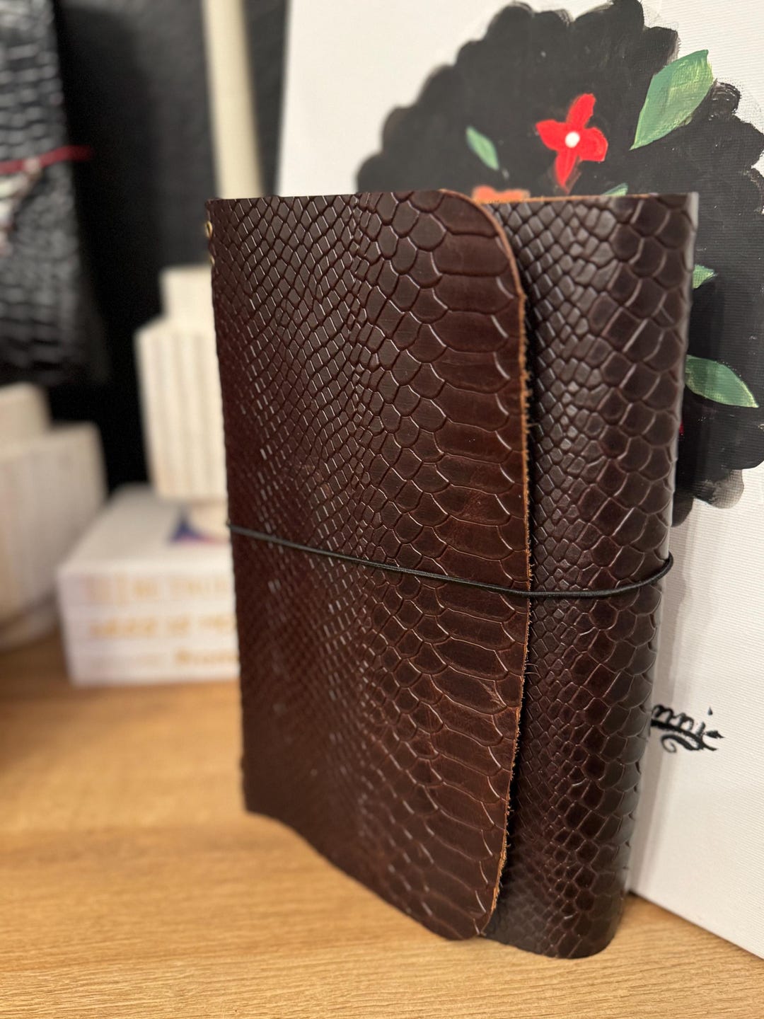 Snake Journal Handmade Leather A5 Trifold: Snake Embossed Journal - Brown - Etsy