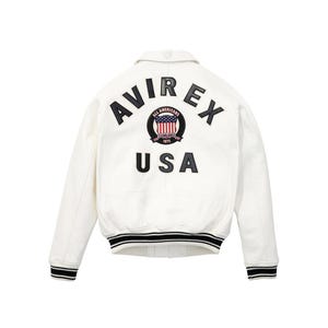 Handgefertigte Avirex weiße Bomberjacke aus Rindsleder | USA Icon Style | Klassische Varsity Biker Mantel | Premium City Series Jacke