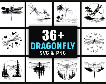 Dragonfly SVG PNG Bundle, Dragonfly Clipart, Insect Silhouette Vector