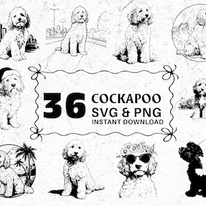Cockapoo-Silhouette-Clipart, Hunde-SVG-PNG-Bundle