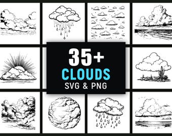Simple Cloud SVG PNG, Cute Weather Outline, Minimalist Cut File for ...