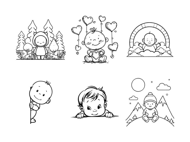 Cute Baby SVG PNG Bundle, Baby Silhouette Vector, Cricut Cut Files - Etsy