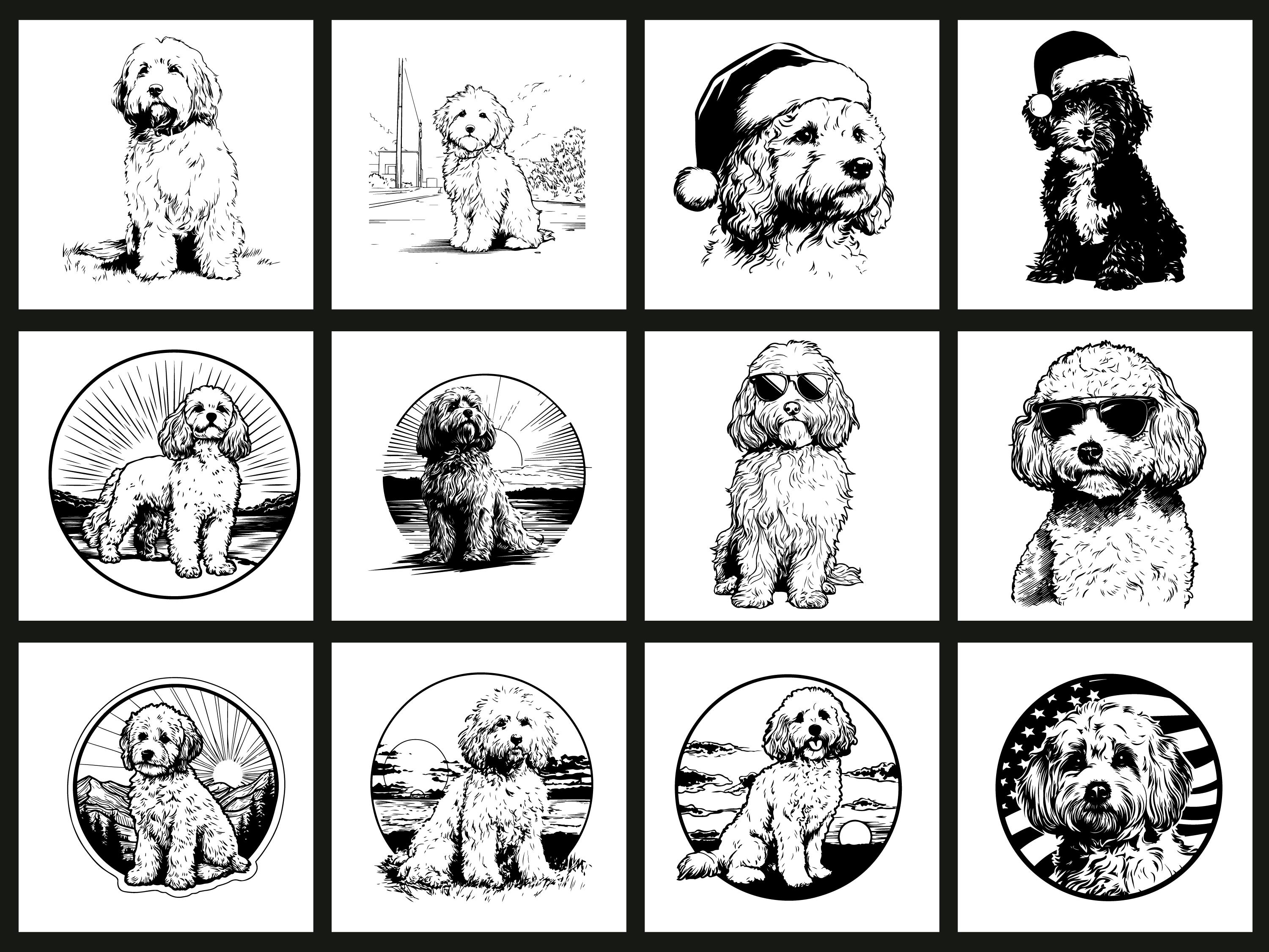 Cavapoo Silh Cavapoo Silhouette SVG PNG Bundle, Dog Clipart Vector, Files Puppy ...