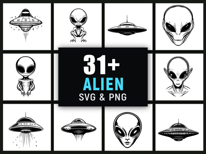 Alien SVG PNG, UFO Alien Cut File for Cricut, Sci Fi Space Clipart - Etsy