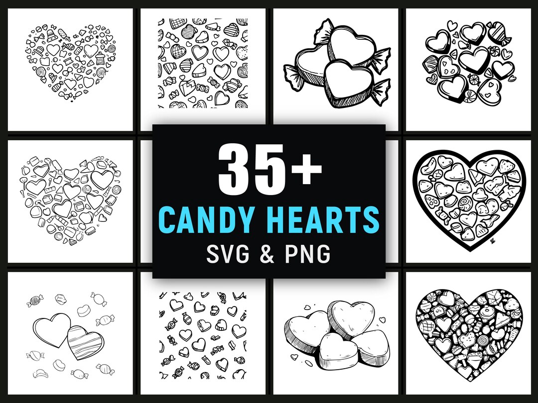 Candy Hearts SVG PNG, Sweet Valentine Conversation Heart Clipart for ...